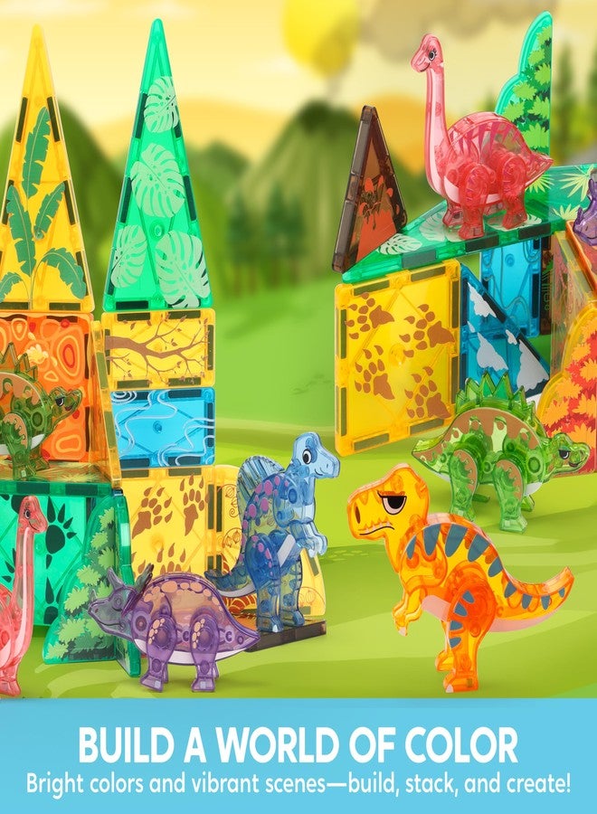 SYNCFUN Magnetic Building Tiles Dinosaur Set for Kids, 50PCS Including 5 Cute Dinosaurs, Educational STEM Toy for Boys & Girls Ages 3-5 4-8, Christmas Birthday Party Gift for Toddlers - Image 3